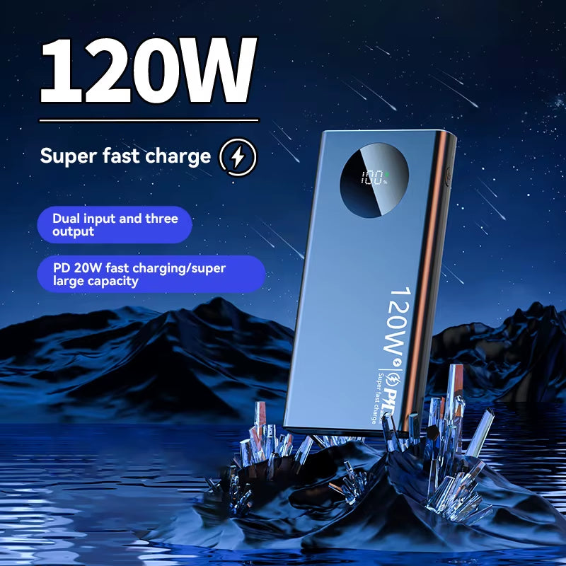 Portable Power Bank with Fast Charging 120W 500,000mAh High-Capacity