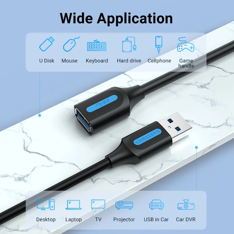 USB 3.0 Male to Female Extension Cable - High-Speed