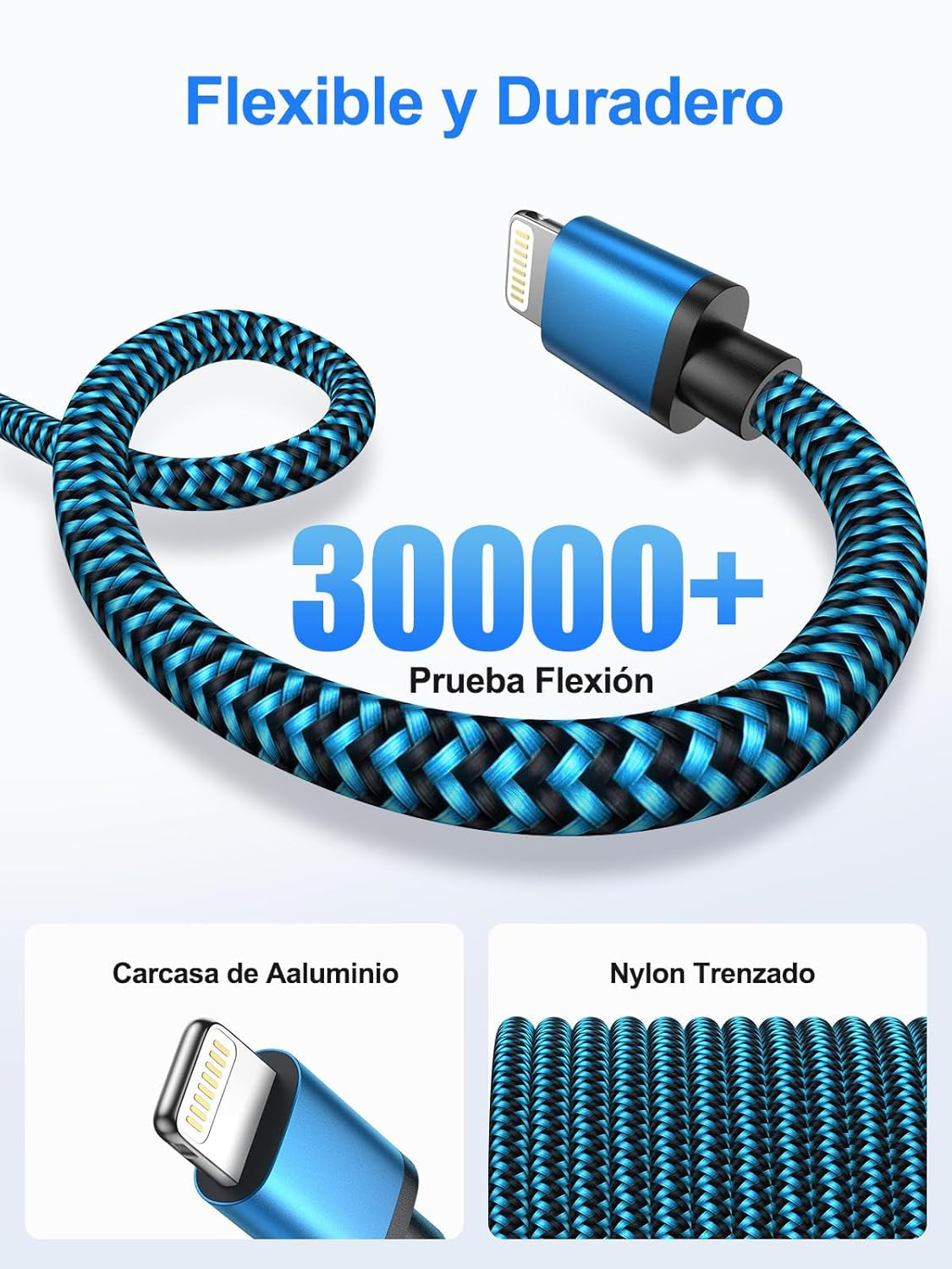 Aioneus Cable Iphone 2M 3Pack, Apple Mfi Certificado