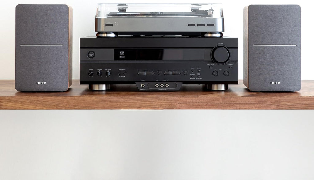 Edifier P12 - Altavoces Pasivos De Estantería Con Soporte De Pared Integrado (Madera)