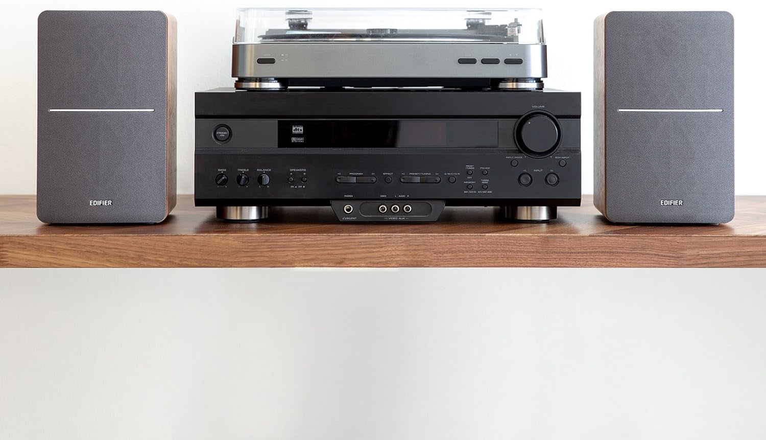 Edifier P12 - Altavoces Pasivos De Estantería Con Soporte De Pared Integrado (Madera)