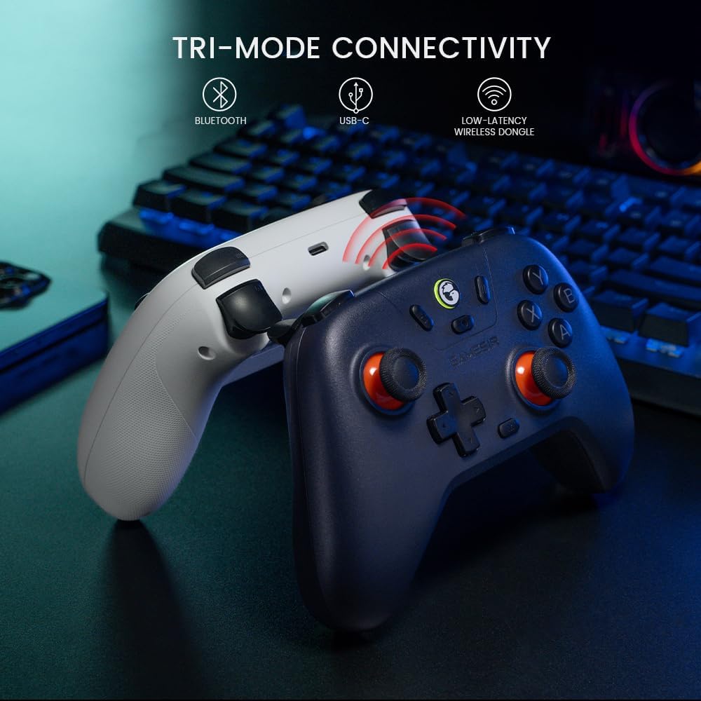 Gamesir Nova Lite Controlador Inalámbrico, Conectividad Tri-Modo, Joystick Gamepad Para PC Con Windows/Switch/Stem/Ios/Android, Con Disparador De Efecto Hall, Dualvibration, Turbo, Motion (Blanco)