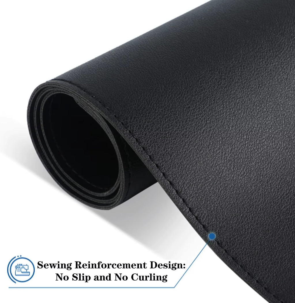 Large Waterproof PU Leather Mouse Pad - 80x40 cm Office Desk Mat and Laptop Protector (Black)