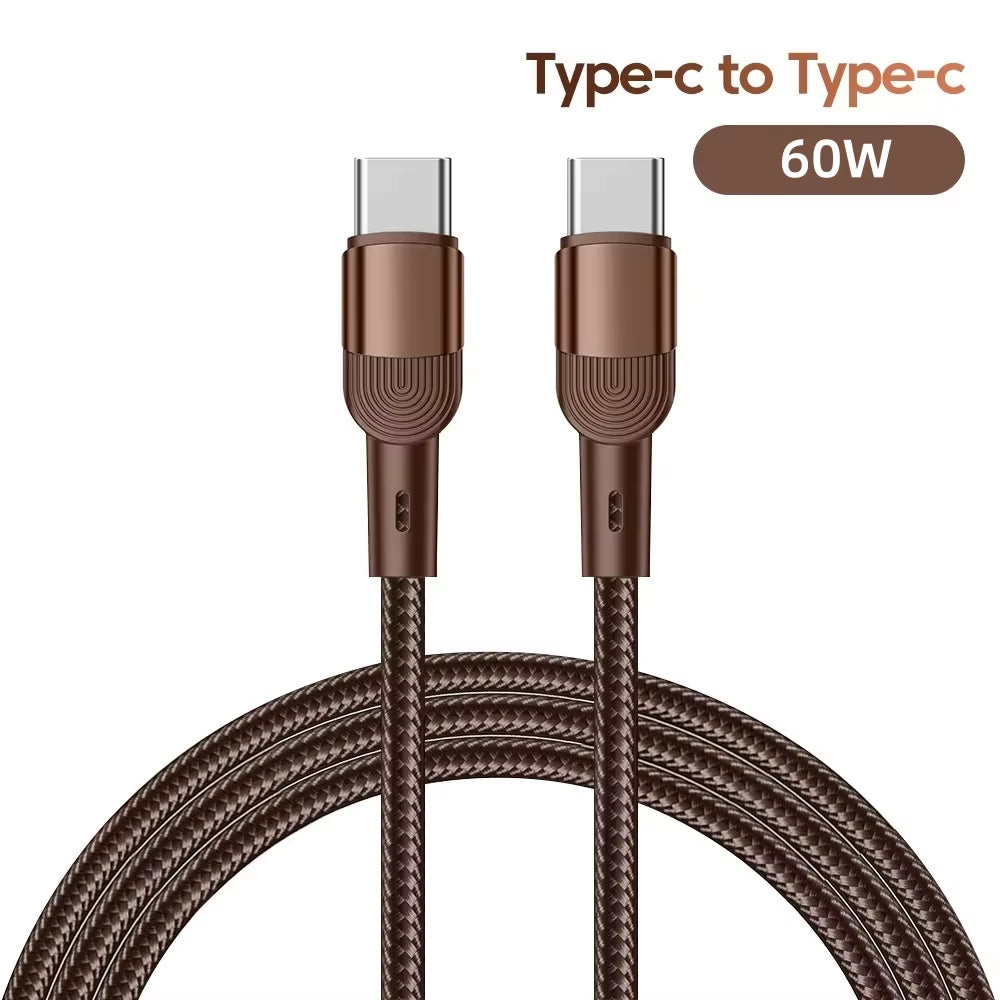 100W Fast Charging USB Type-C Data Cable, Braided for iPhone 15/16, Xiaomi, Huawei, and Samsung