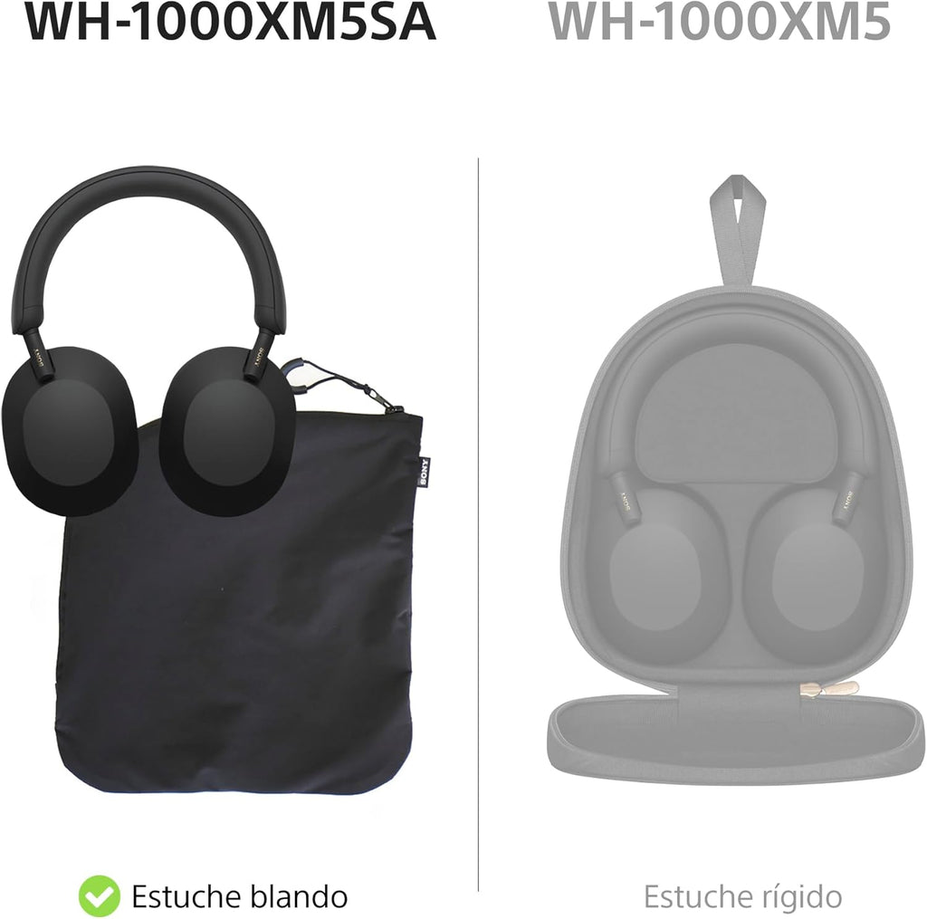 Sony WH-1000XM5SA Edición Especial Con Estuche Blando Auriculares Inalámbricos Premium Y Noise Cancelling, Bluetooth, Llamadas De Calidad, Hi-Res, Hasta 30 H De Batería, Negro