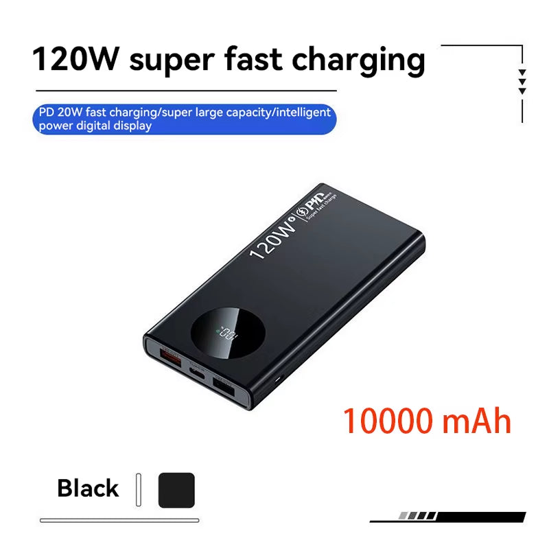 Portable Power Bank with Fast Charging 120W 500,000mAh High-Capacity