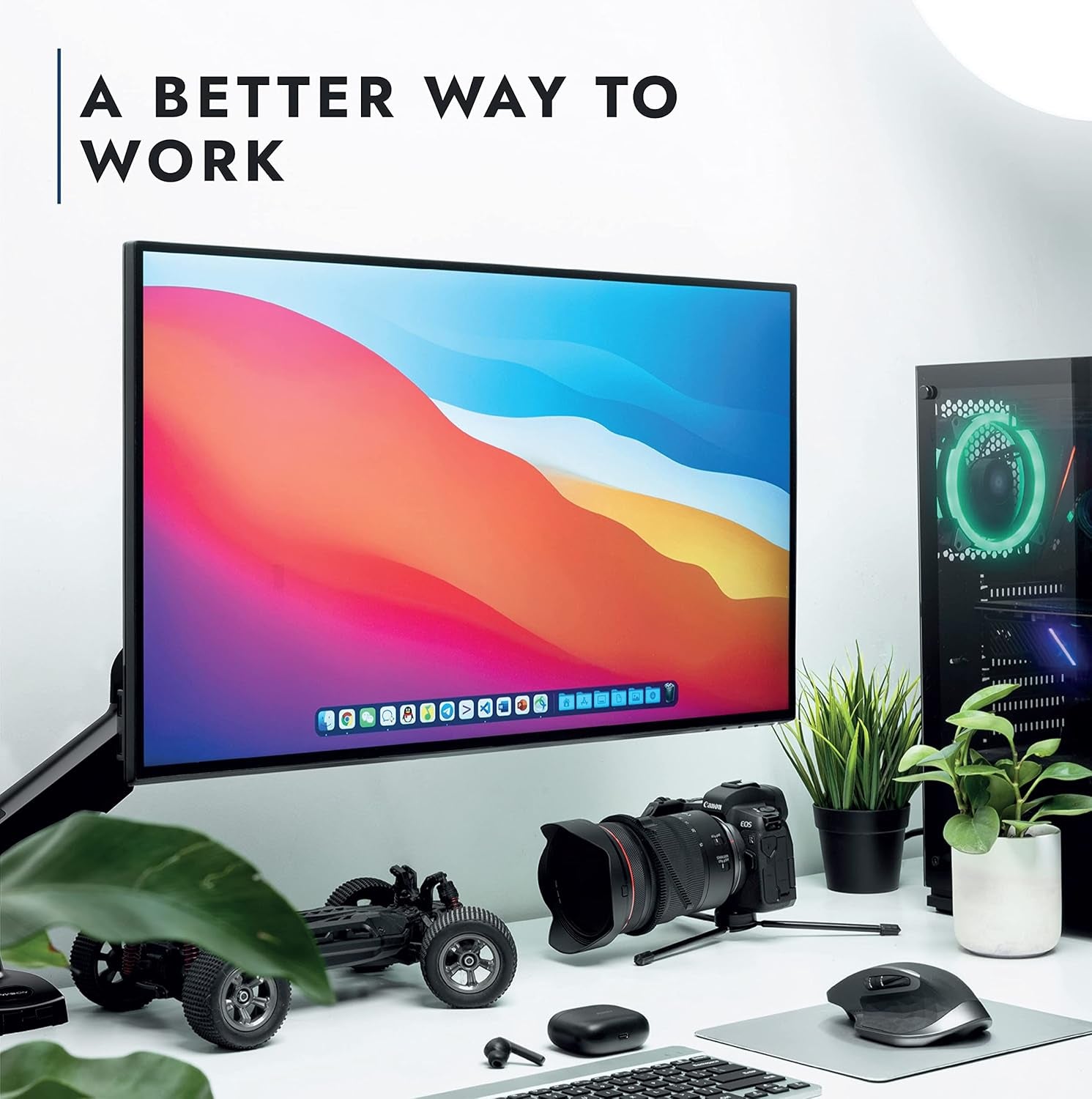 Invision Soporte De Monitor Escritorio Para Pantallas De 19 a 32 Pulgadas, VESA 75 Y 100 Mm, Abrazadera Escritorio Soporte, Ajuste De Altura Con Inclinación, Giratorio, Rotar, Peso 2-9 Kg (MX200)