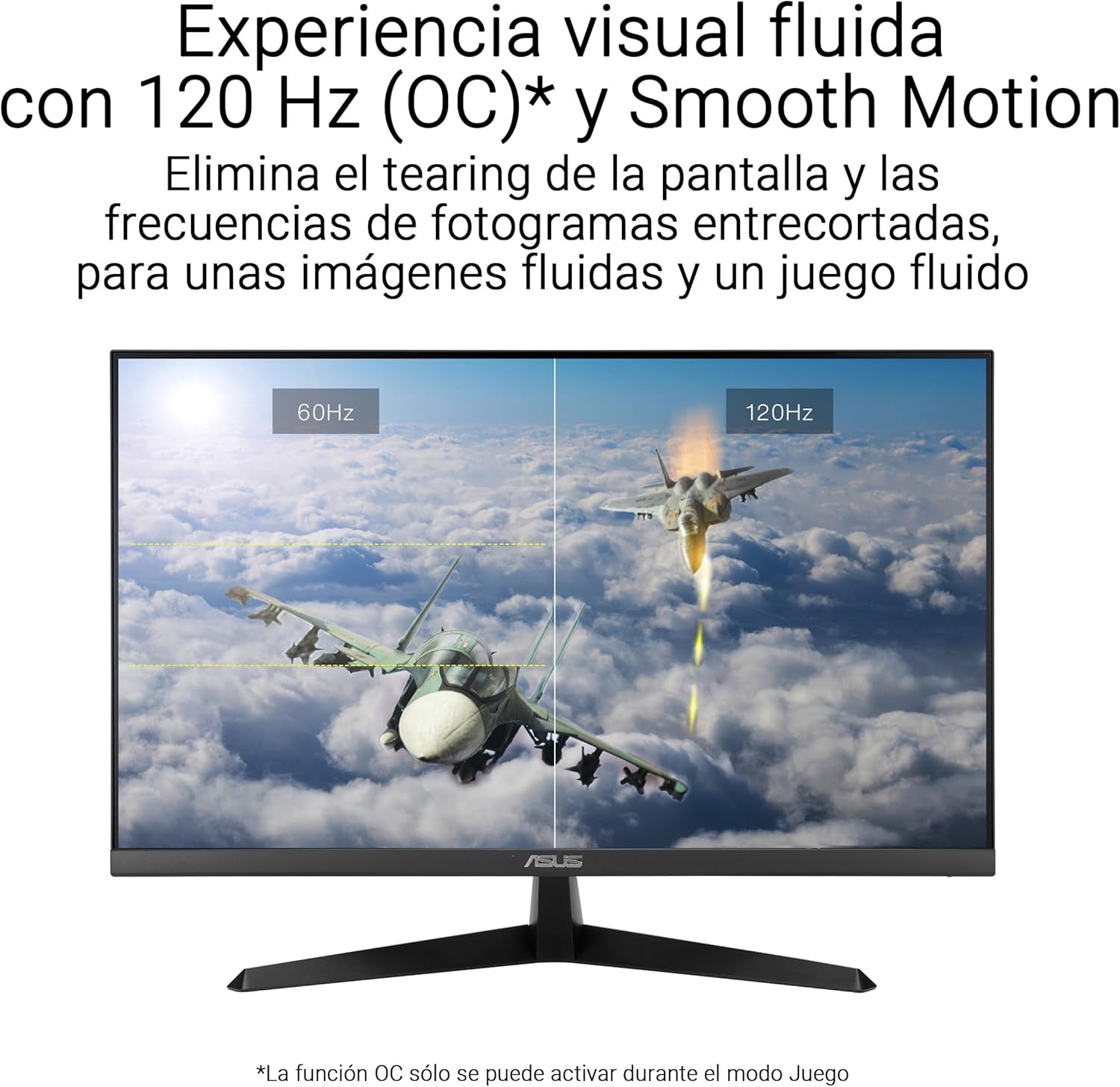 ASUS VY249HGR - Monitor Eye Care Gaming De 23,8" FHD (1920 X 1080), IPS, 120Hz(Oc), Smoothmotion, 1Ms (MPRT), Adaptive Sync, Eye Care Plus, Filtro De Luz Azul, Flicker Free, Tratamiento Antibacterial