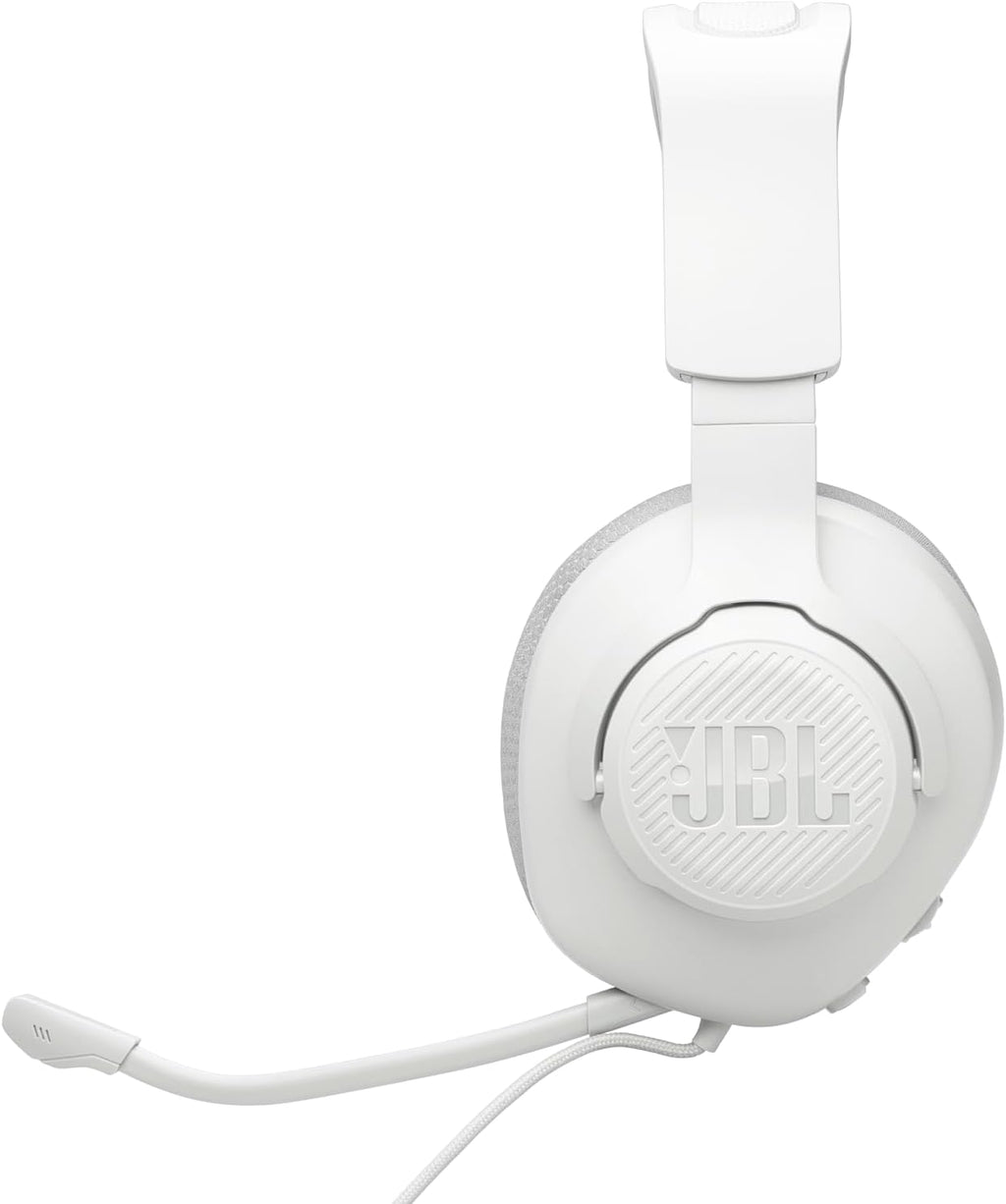 JBL Quantum 100M2 Cascos Circumaurales Para Gaming, JBL Quantumsound Signature, Cable De Audio De 3.5 Mm, Compatibles Con Múltiples Plataformas, Micrófono Desmontable, Función De Silencio, Blanco