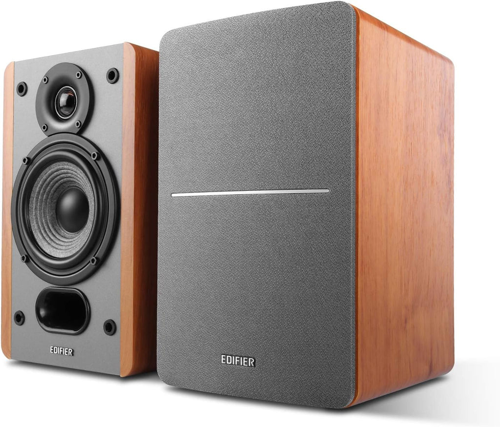 Edifier P12 - Altavoces Pasivos De Estantería Con Soporte De Pared Integrado (Madera)