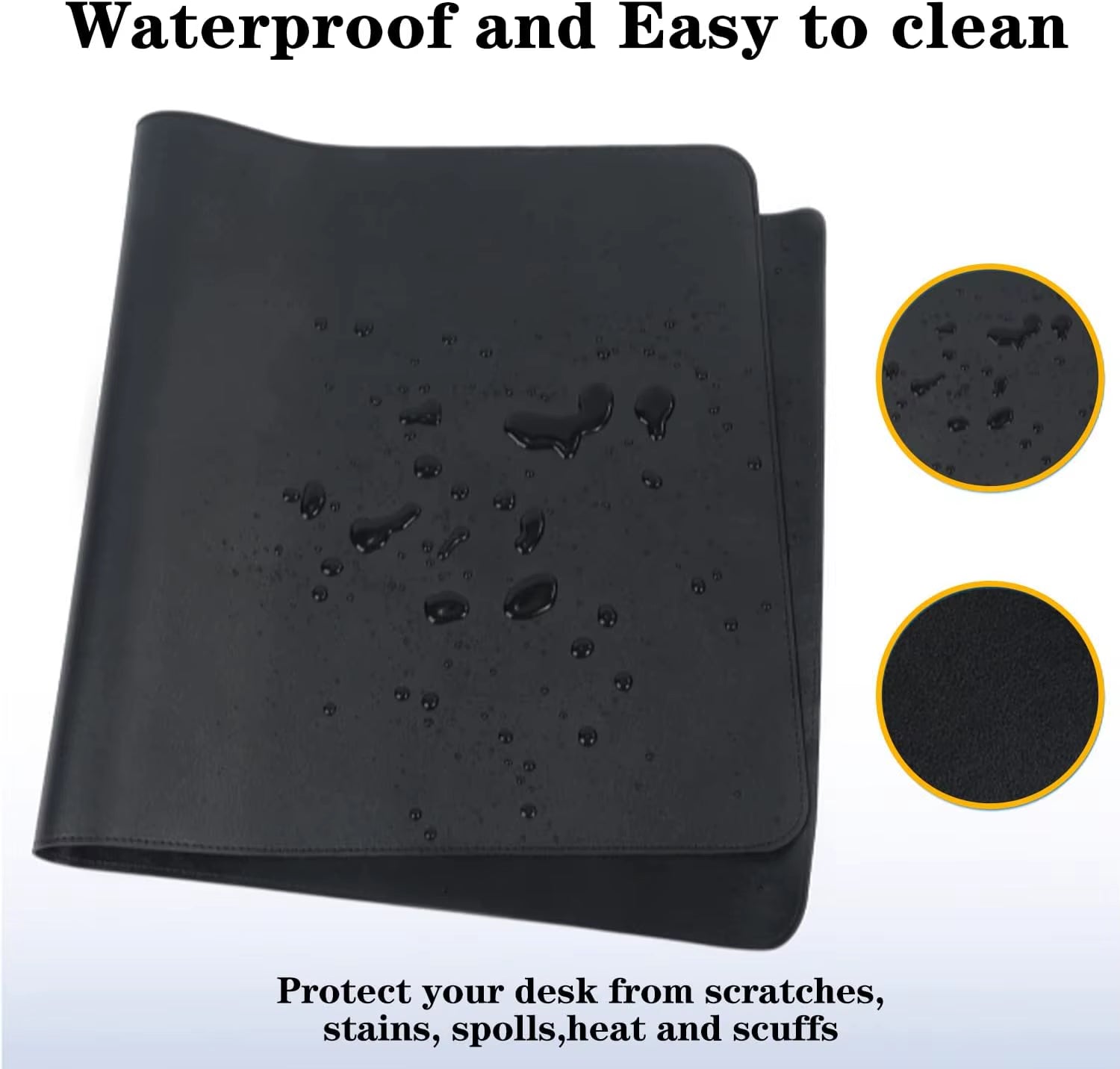 Large Waterproof PU Leather Mouse Pad - 80x40 cm Office Desk Mat and Laptop Protector (Black)
