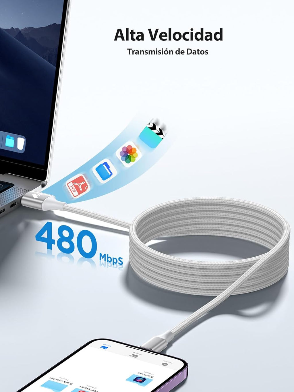 Aioneus Cable Cargador Iphone 2M 