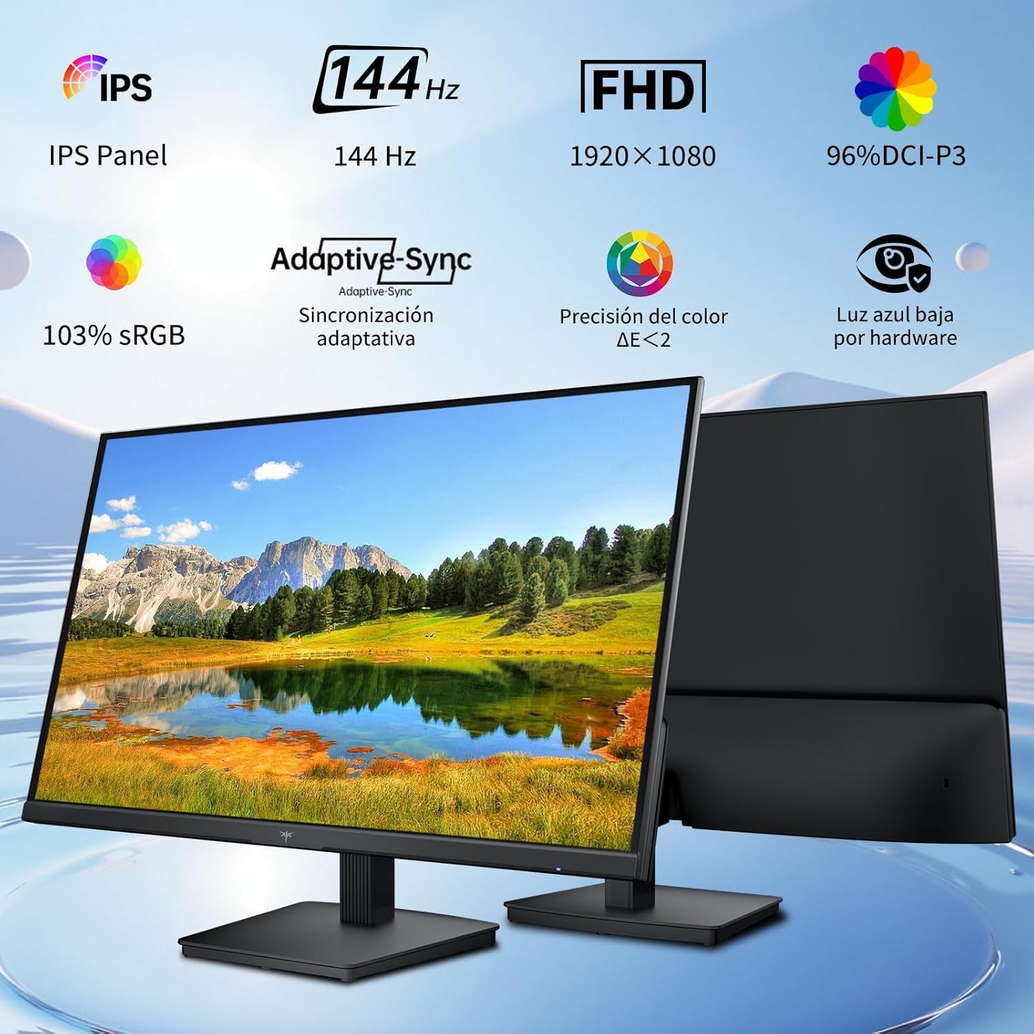 KTC Gaming Monitor, Fhd@144Hz 120Hz Con IPS Panel, Protección Contra Luz Azul De Hardware, 95% DCI-P3, 99% Srgb, ΔE＜2, 300 CD/㎡, 5Ms MPRT, 1500:1, Flicker-Free Y Adaptive Sync Para Trabajo Y Juegos