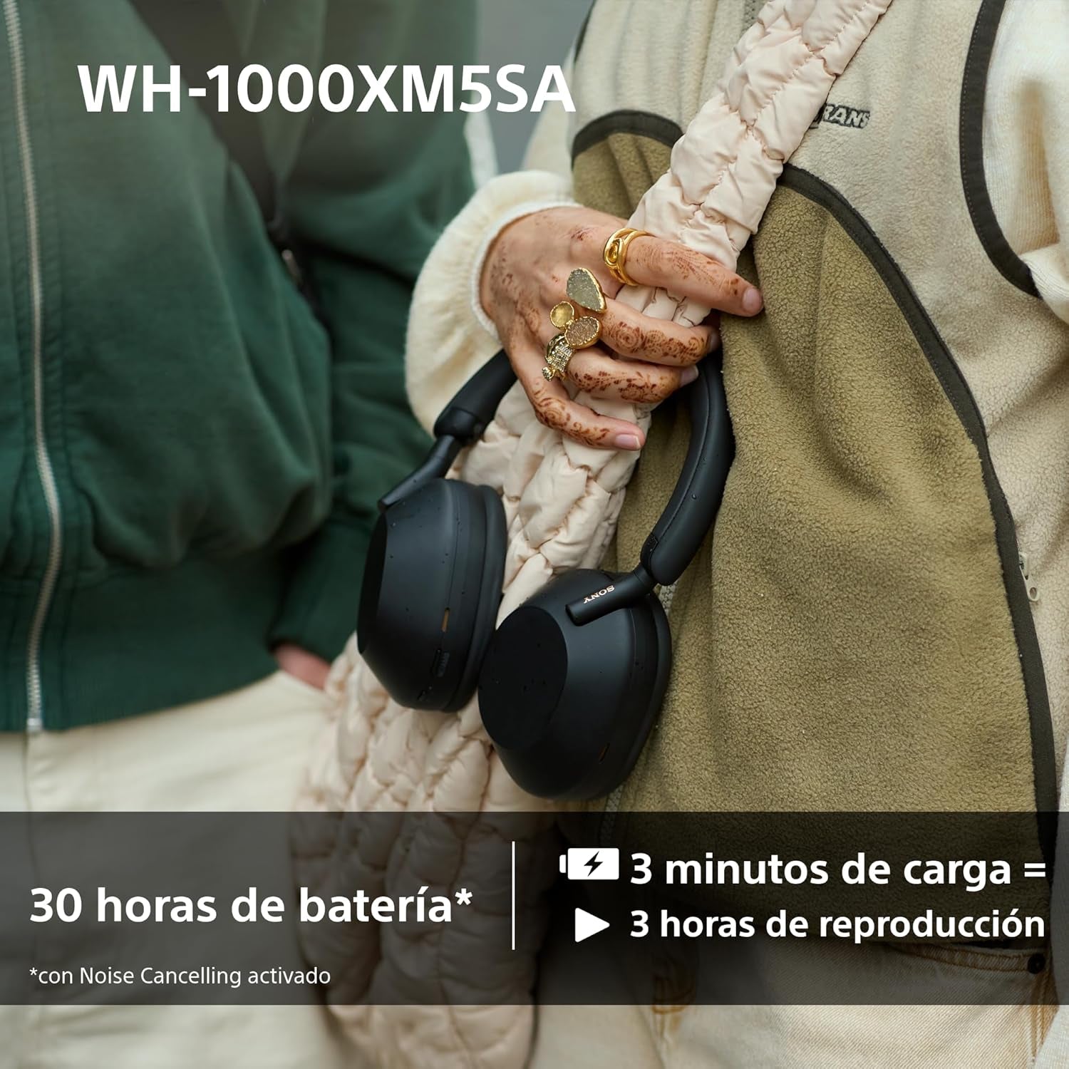 Sony WH-1000XM5SA Edición Especial Con Estuche Blando Auriculares Inalámbricos Premium Y Noise Cancelling, Bluetooth, Llamadas De Calidad, Hi-Res, Hasta 30 H De Batería, Negro