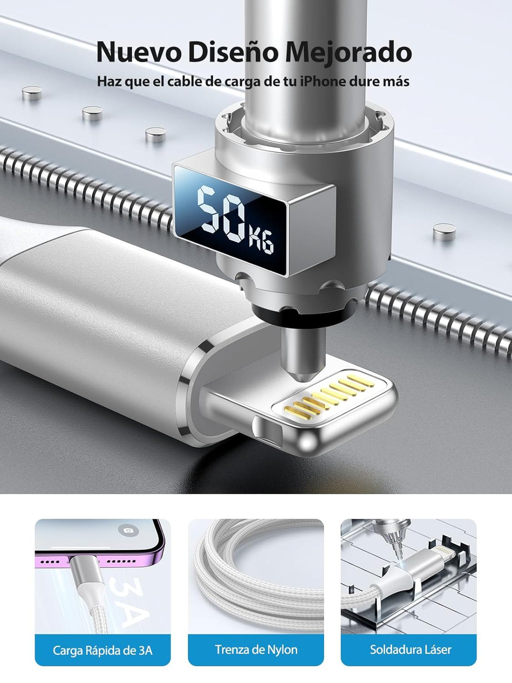 Aioneus Cable Cargador Iphone 2M 